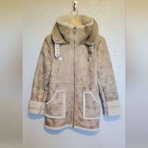 Steve Madden Vintage Faux Suede Leather Fur Shearling Winter Coat Penny Lane